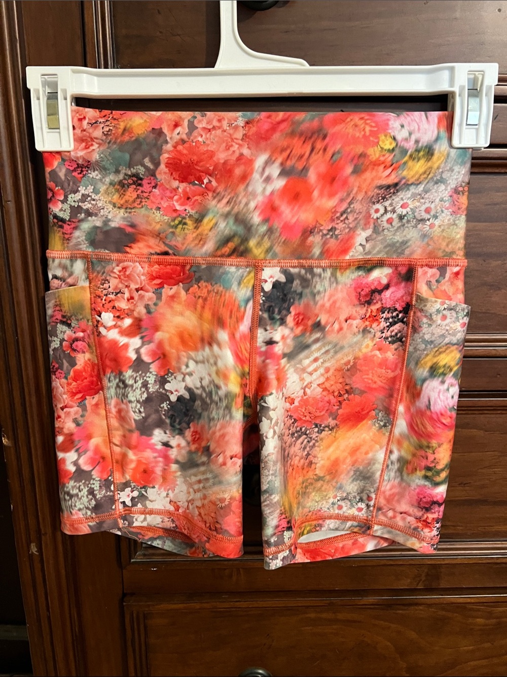 Athleta Coral Floral High-Rise Bike Shorts
